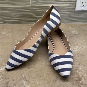 Kelly & Katie Navy and White Striped Flats